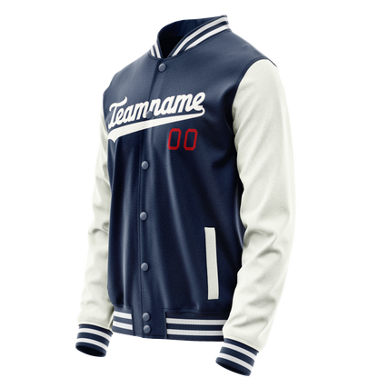 Custom Royal White Solid Color Varsity Letterman Jacket