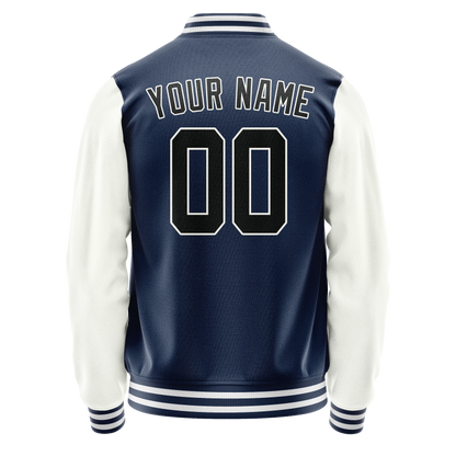 Custom Royal White Solid Color Varsity Letterman Jacket