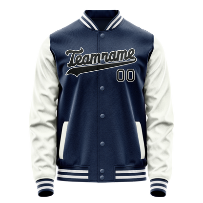 Custom Royal White Solid Color Varsity Letterman Jacket