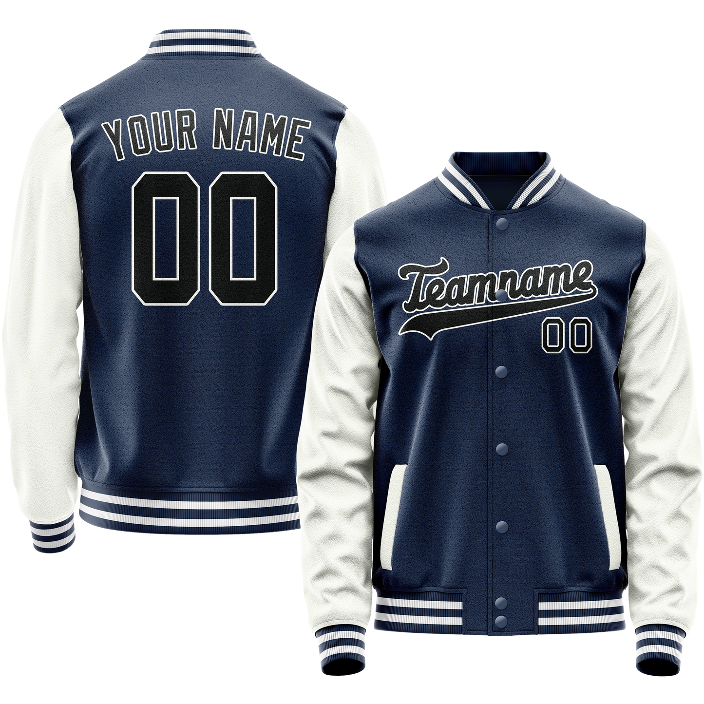 Custom Royal White Solid Color Varsity Letterman Jacket