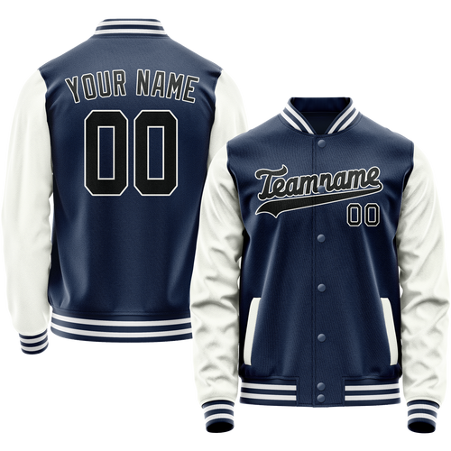 Custom Royal White Solid Color Varsity Letterman Jacket