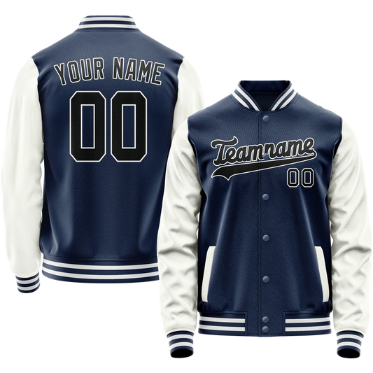 Custom Royal White Solid Color Varsity Letterman Jacket