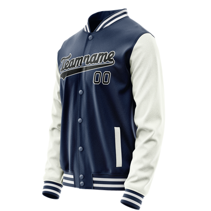Custom Royal White Solid Color Varsity Letterman Jacket