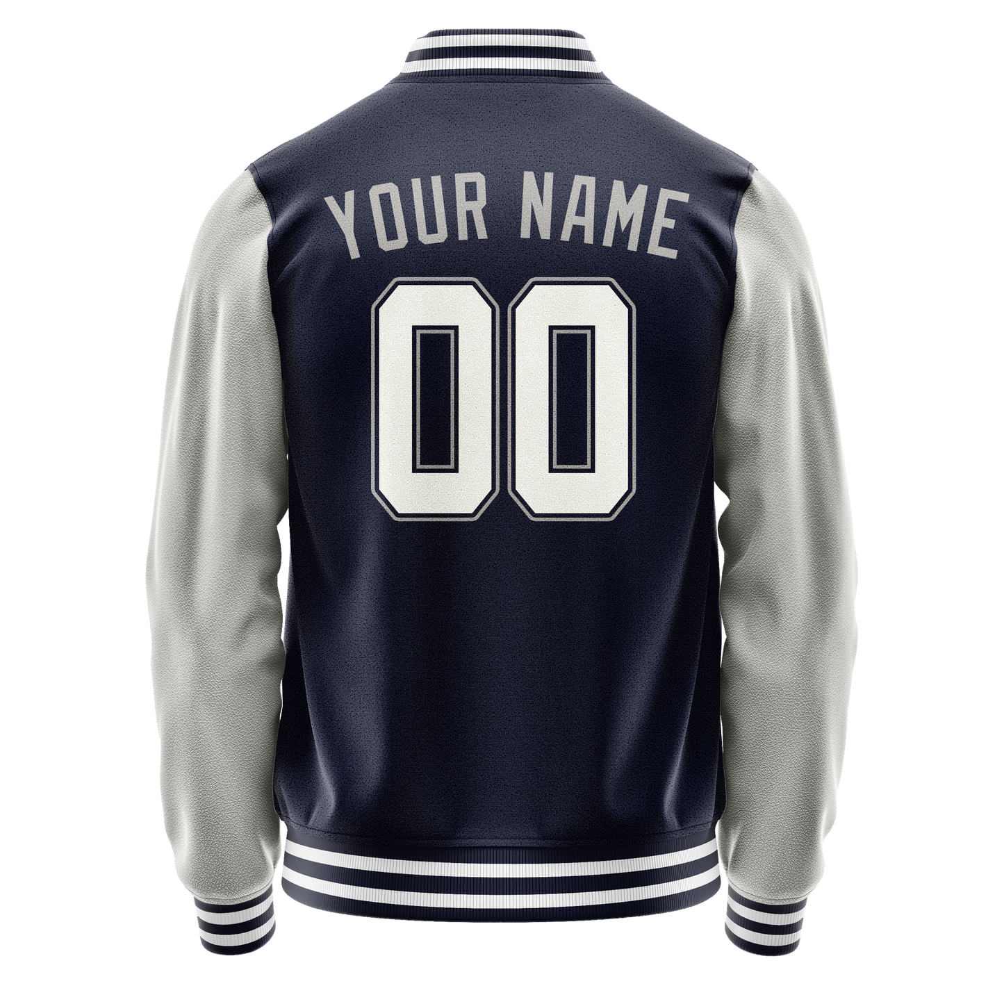 Custom Navy Gray Solid Color Varsity Letterman Jacket