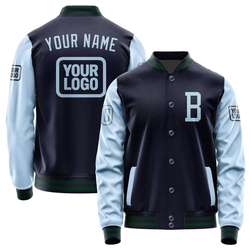 Custom Navy Light Blue Jacket JA111108110517080817