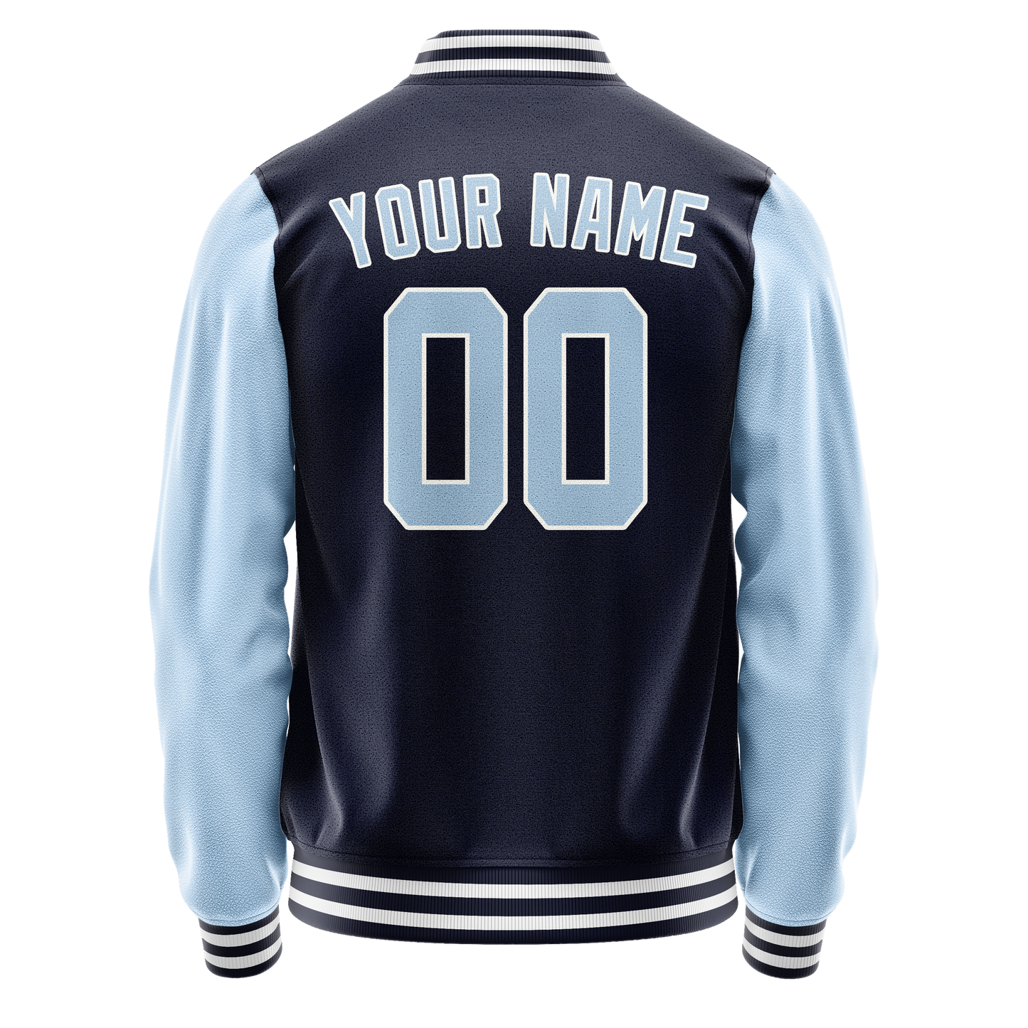 Custom Navy Light-Blue Solid Color Varsity Letterman Jacket