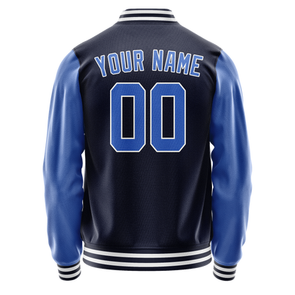 Custom Navy Royal Solid Color Varsity Letterman Jacket
