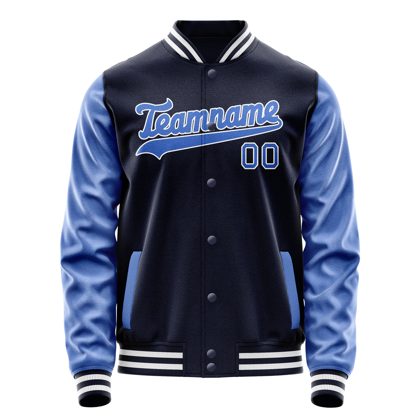 Custom Navy Royal Solid Color Varsity Letterman Jacket