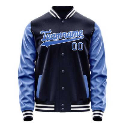 Custom Navy Royal Solid Color Varsity Letterman Jacket