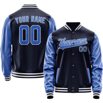 Custom Navy Royal Solid Color Varsity Letterman Jacket