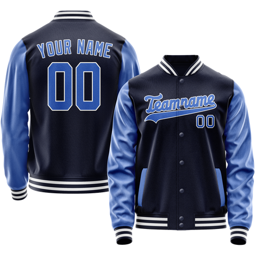 Custom Navy Royal Solid Color Varsity Letterman Jacket