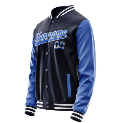 Custom Navy Royal Solid Color Varsity Letterman Jacket