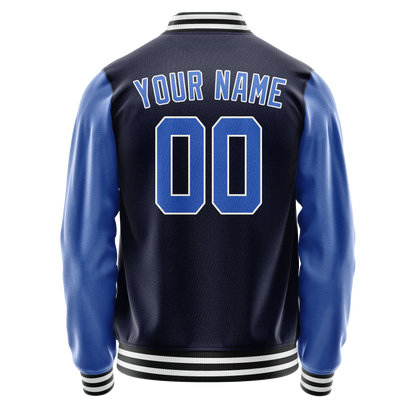 Custom Navy Royal Solid Color Varsity Letterman Jacket