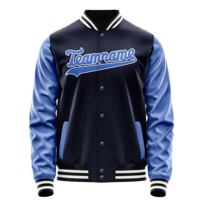 Custom Navy Royal Solid Color Varsity Letterman Jacket
