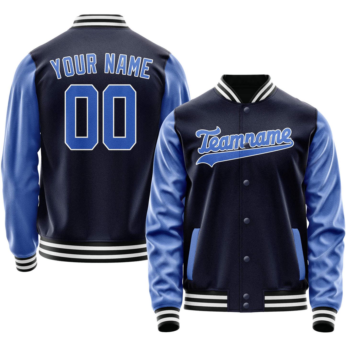 Custom Navy Royal Solid Color Varsity Letterman Jacket