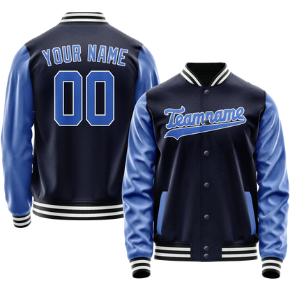 Custom Navy Royal Solid Color Varsity Letterman Jacket