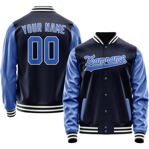 Custom Navy Royal Solid Color Varsity Letterman Jacket