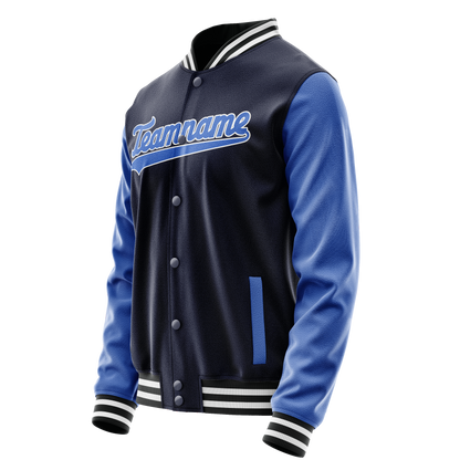Custom Navy Royal Solid Color Varsity Letterman Jacket