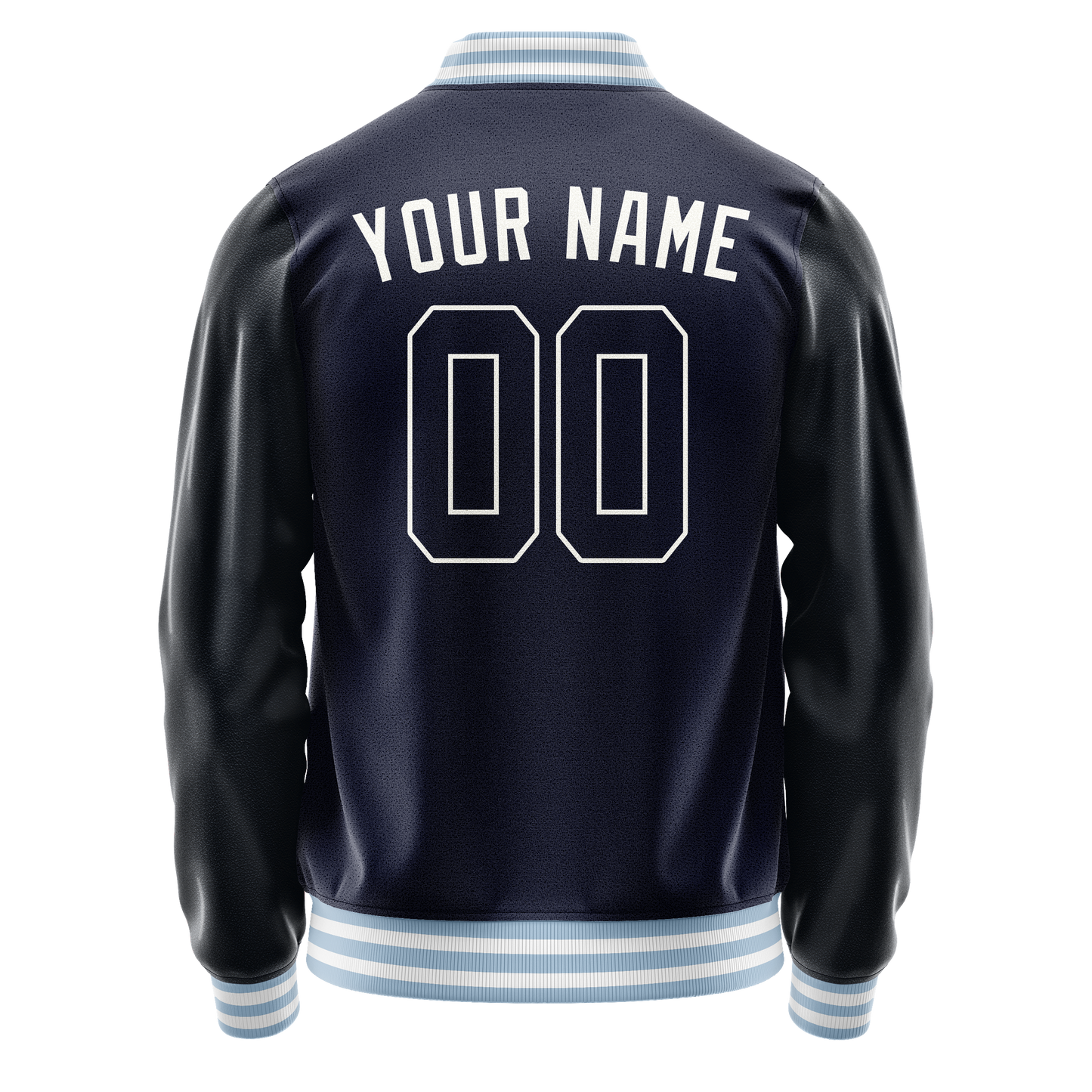 Custom Navy White Solid Color Varsity Letterman Jacket