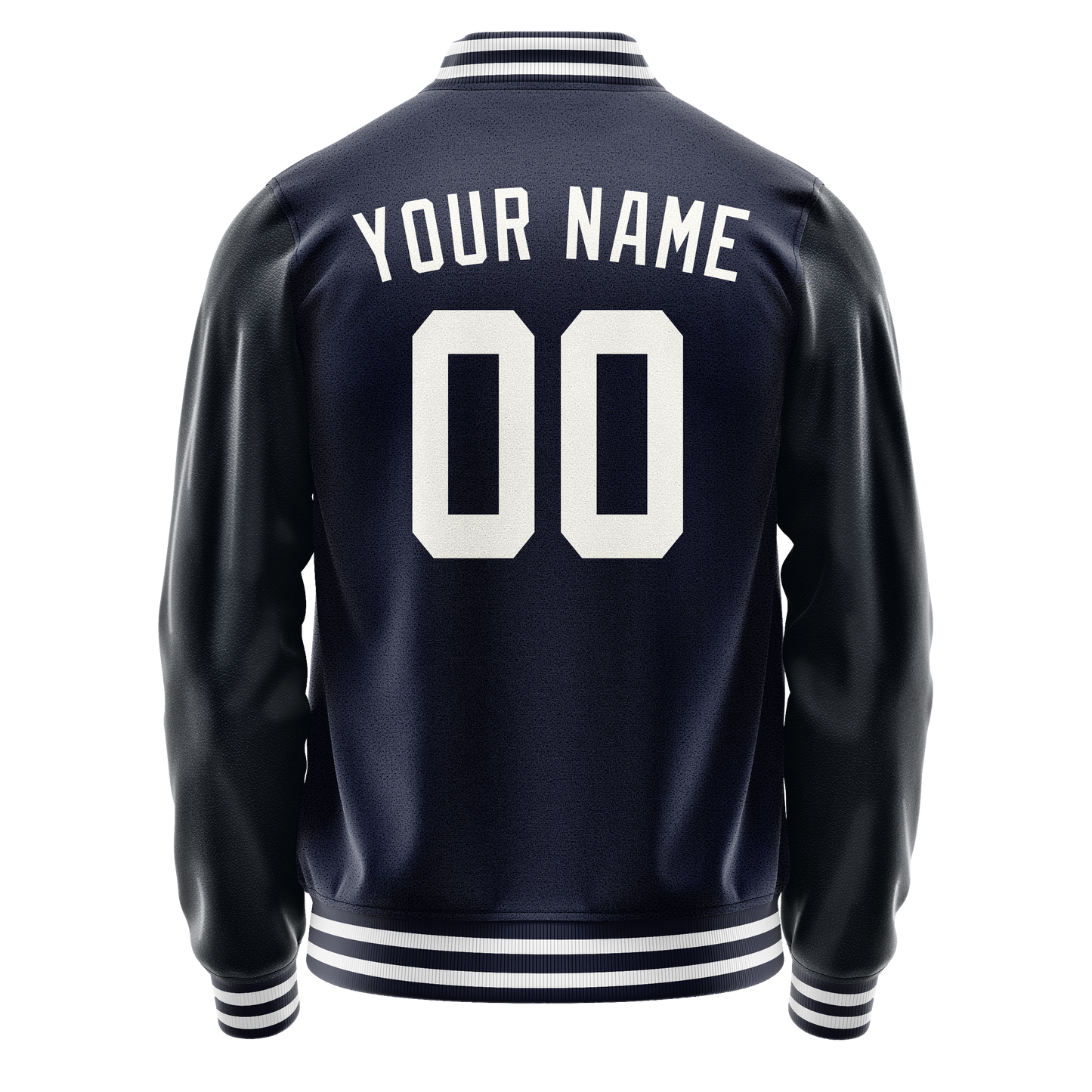 Custom Navy White Solid Color Varsity Letterman Jacket