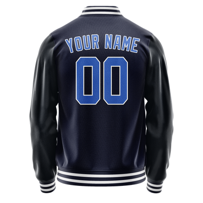 Custom Navy Royal Solid Color Varsity Letterman Jacket