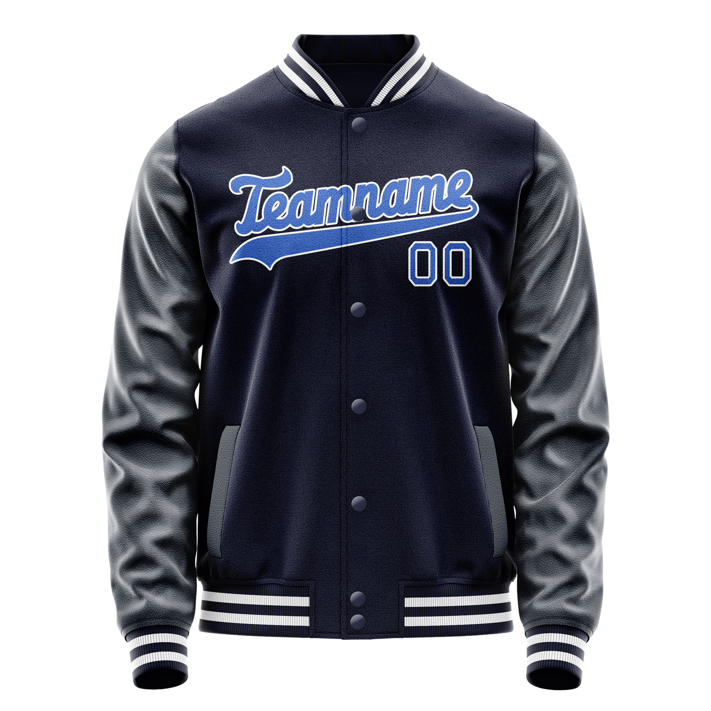Custom Navy Royal Solid Color Varsity Letterman Jacket