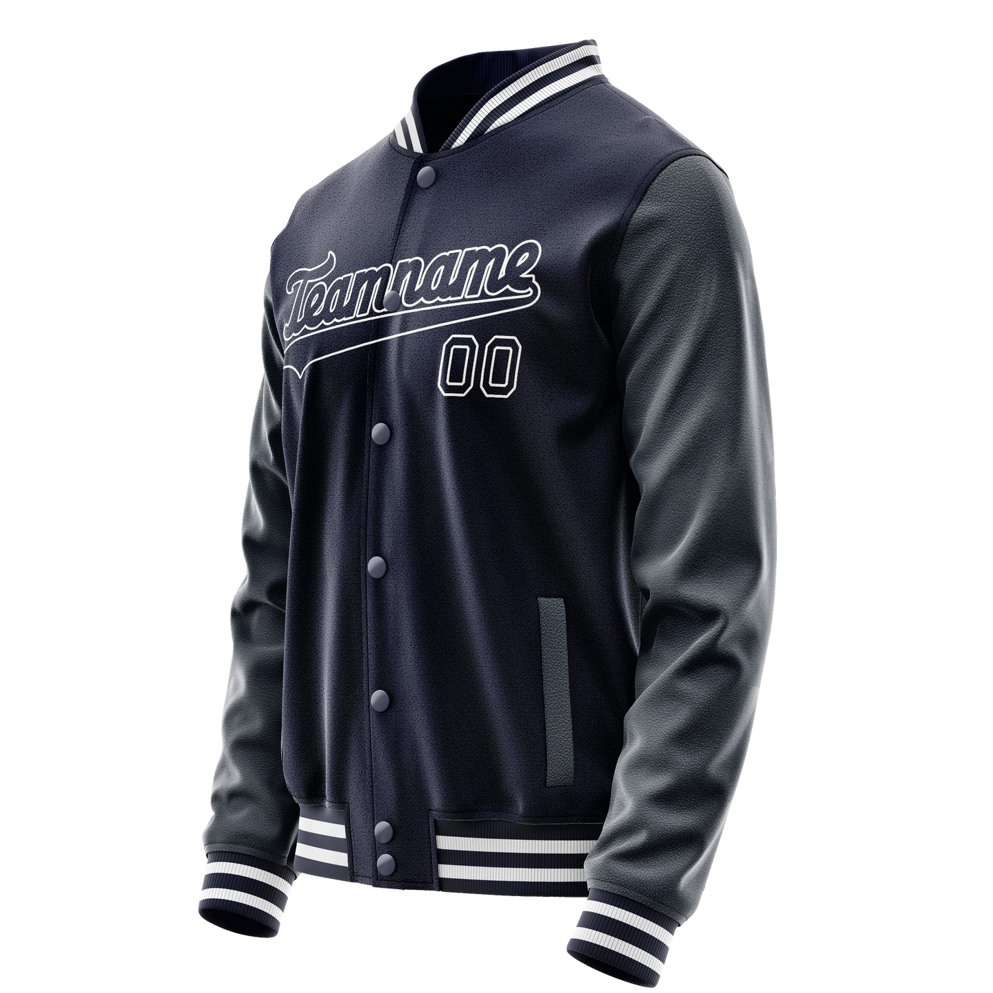 Custom Navy White Solid Color Varsity Letterman Jacket