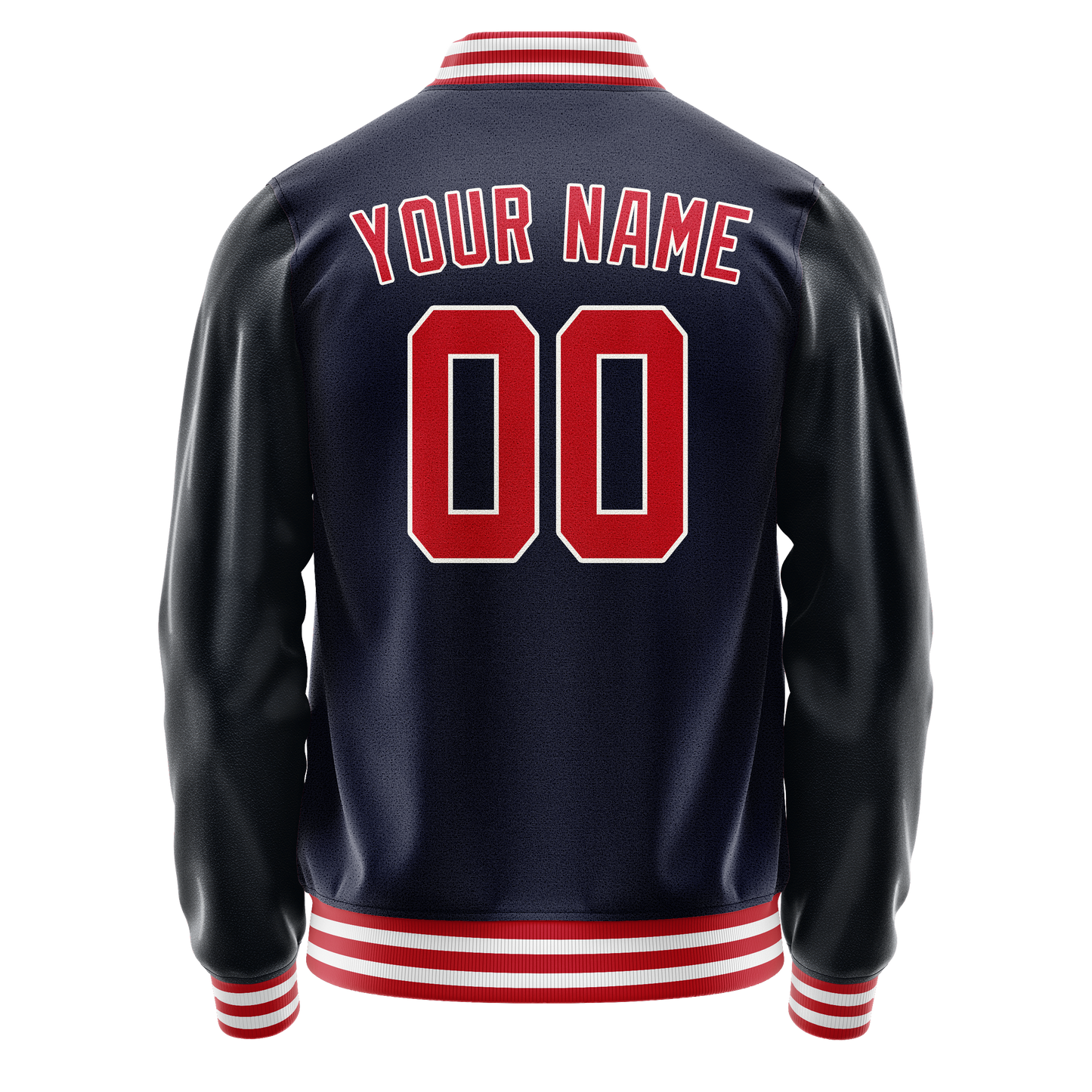 Custom Navy Red Solid Color Varsity Letterman Jacket