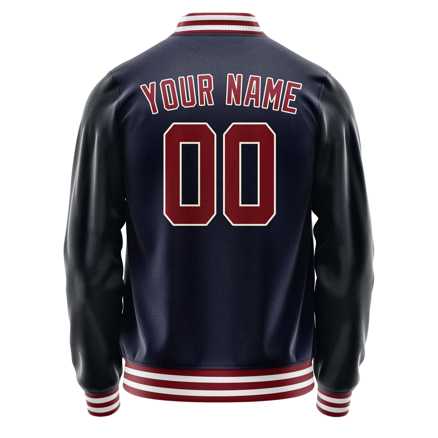 Custom Navy Crimson Solid Color Varsity Letterman Jacket