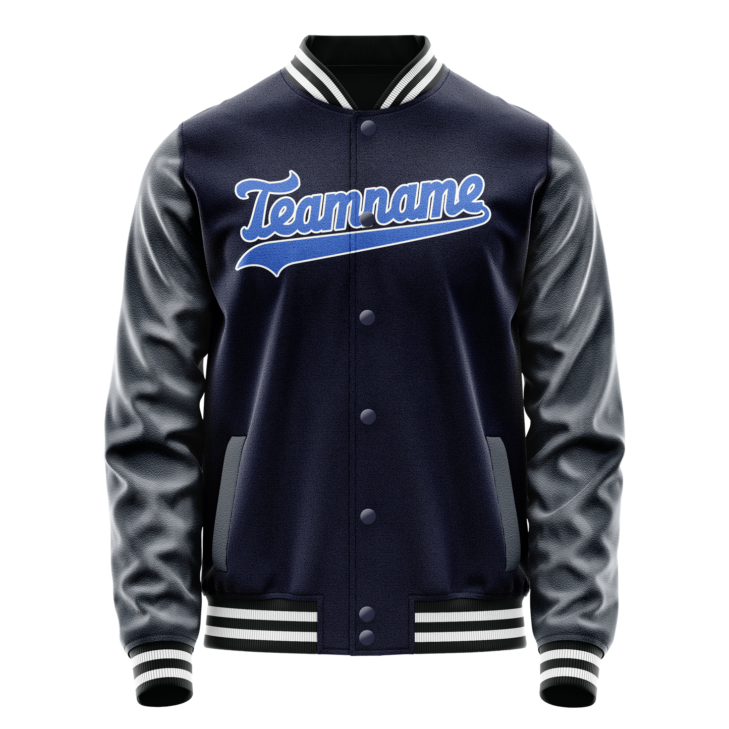 Custom Navy Royal Solid Color Varsity Letterman Jacket