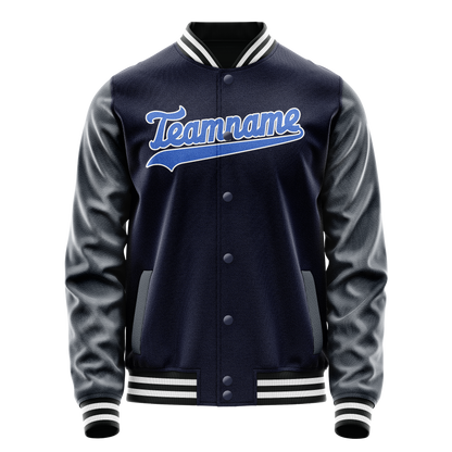 Custom Navy Royal Solid Color Varsity Letterman Jacket