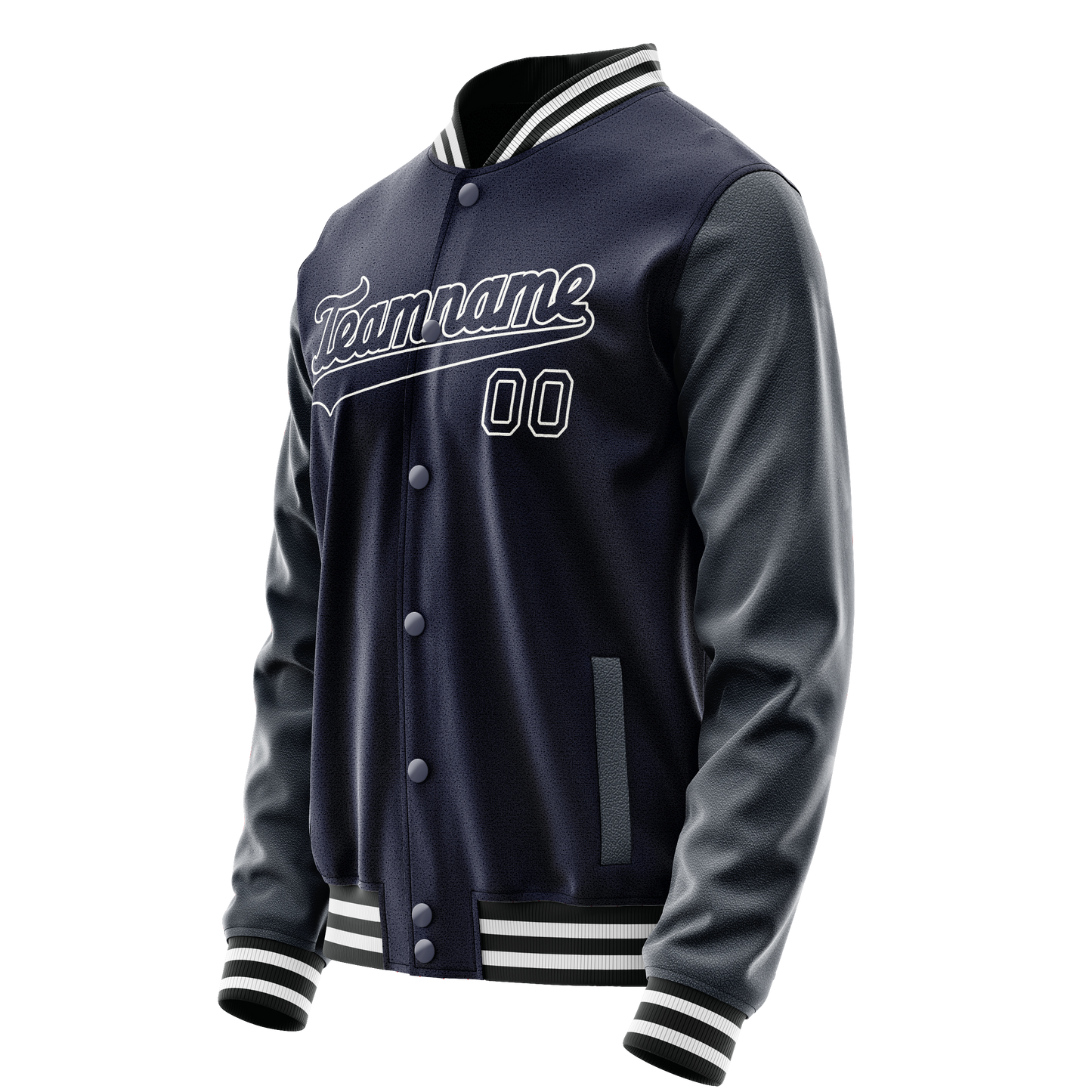 Custom Navy White Solid Color Varsity Letterman Jacket