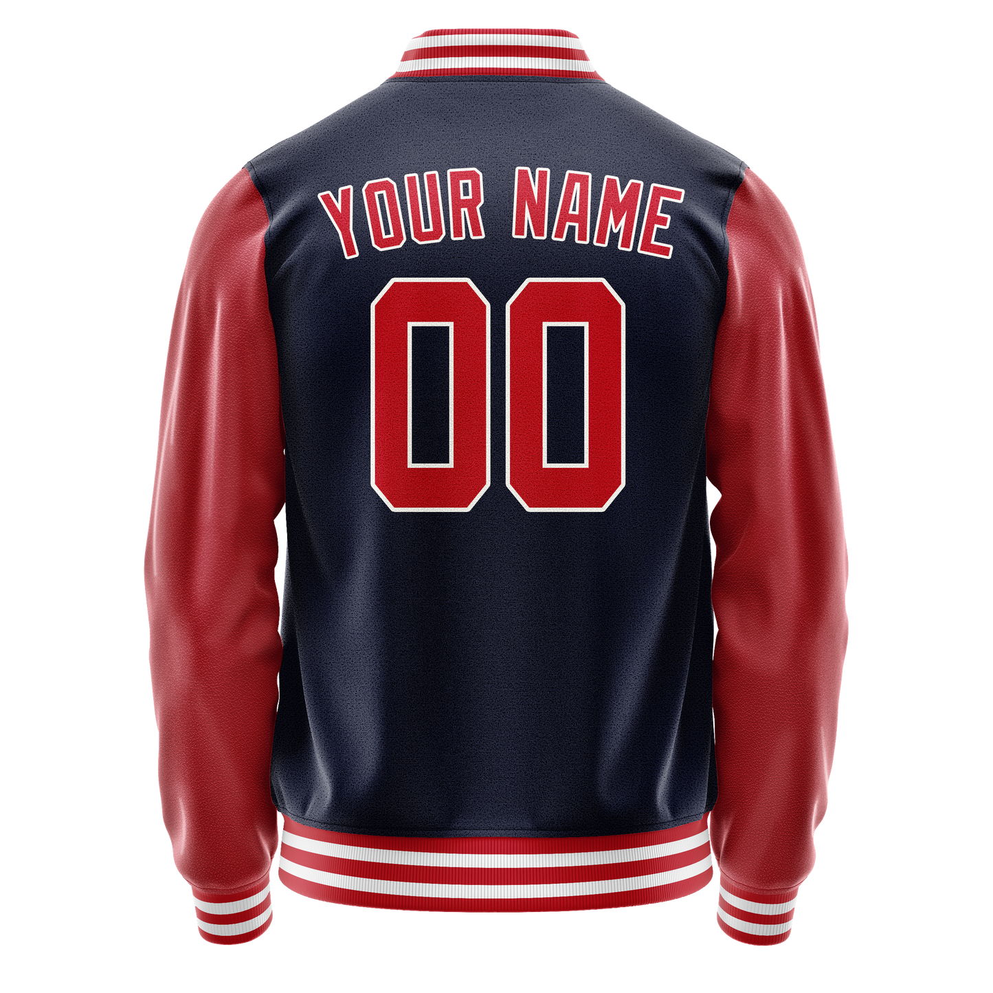 Custom Navy Red Solid Color Varsity Letterman Jacket