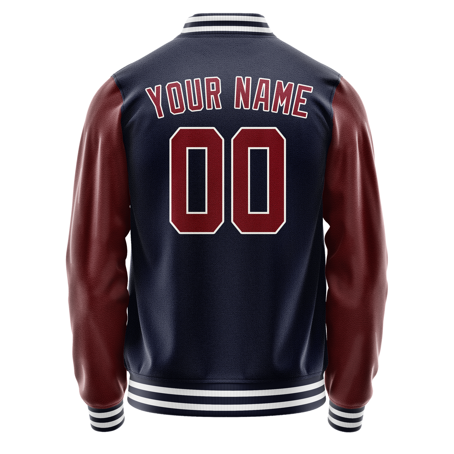 Custom Navy Crimson Solid Color Varsity Letterman Jacket