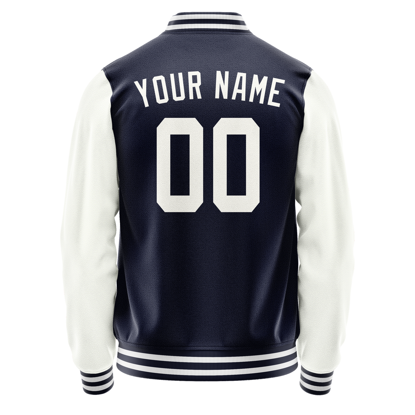 Custom Navy White Solid Color Varsity Letterman Jacket