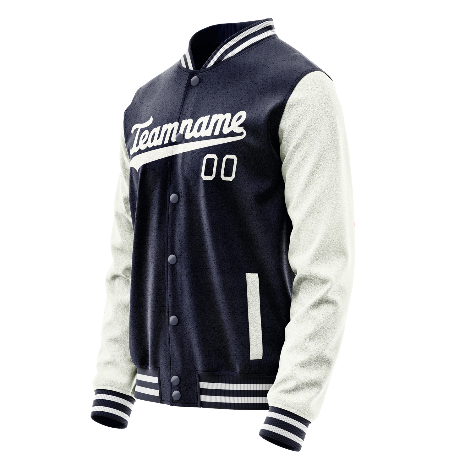 Custom Navy White Solid Color Varsity Letterman Jacket