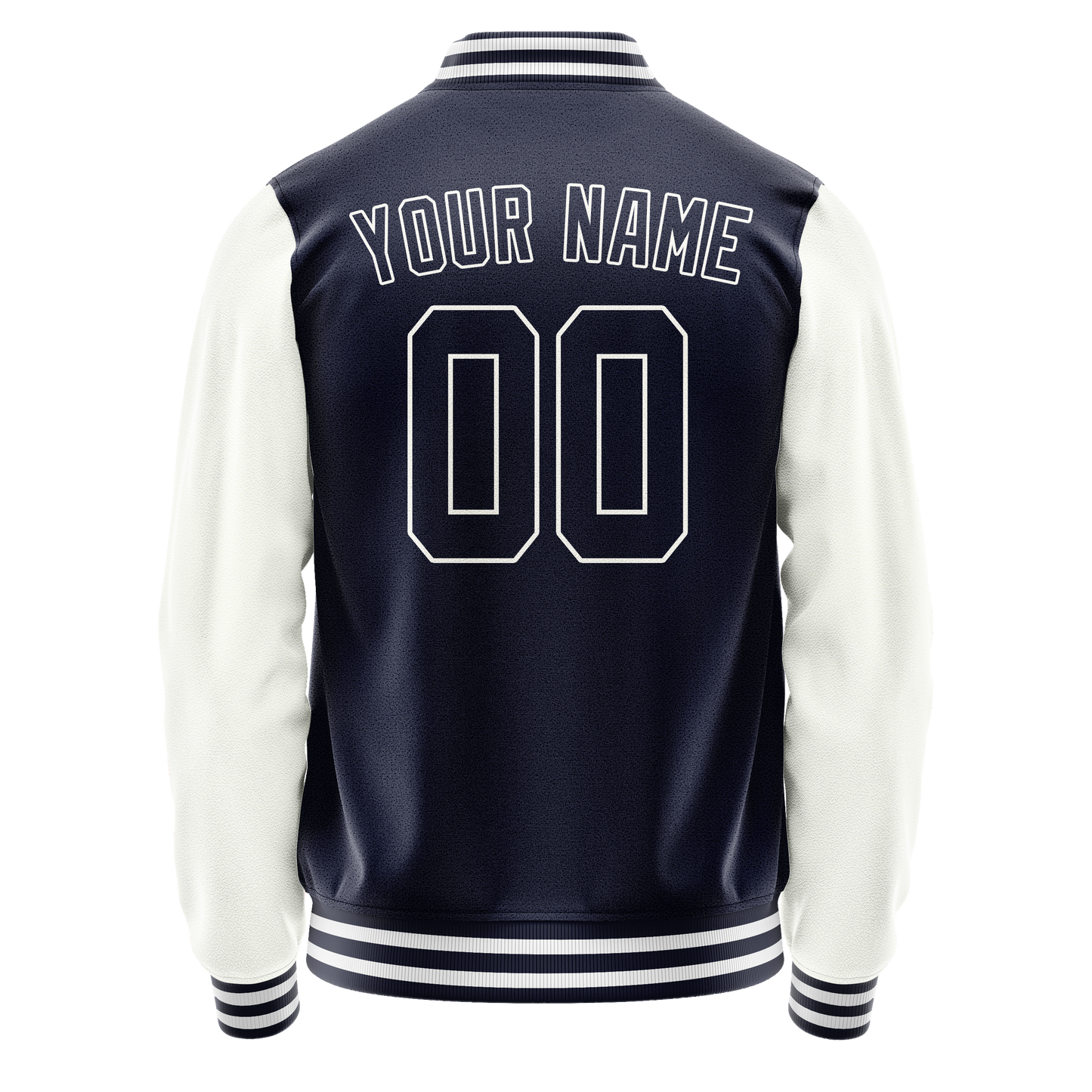 Custom Navy White Solid Color Varsity Letterman Jacket