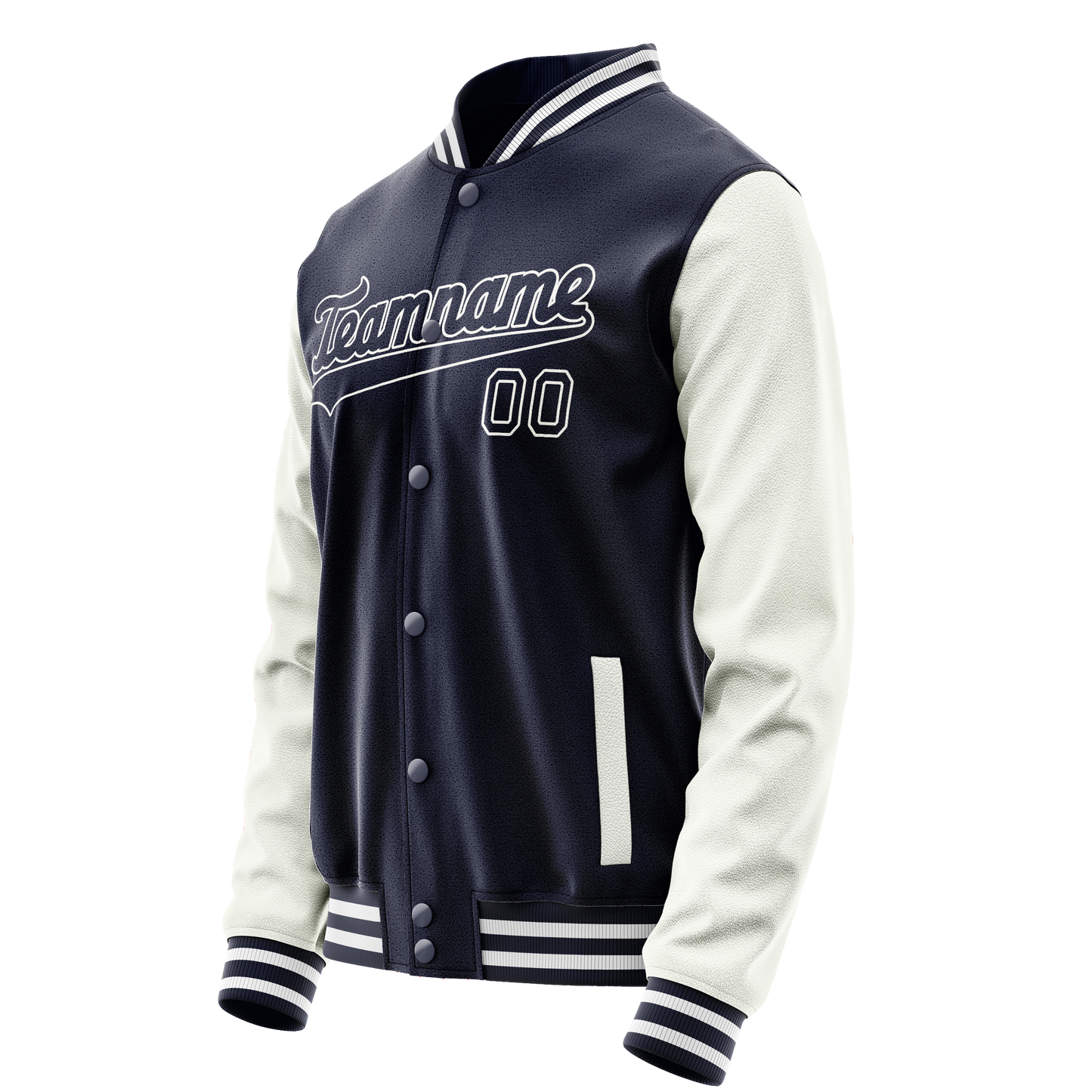 Custom Navy White Solid Color Varsity Letterman Jacket