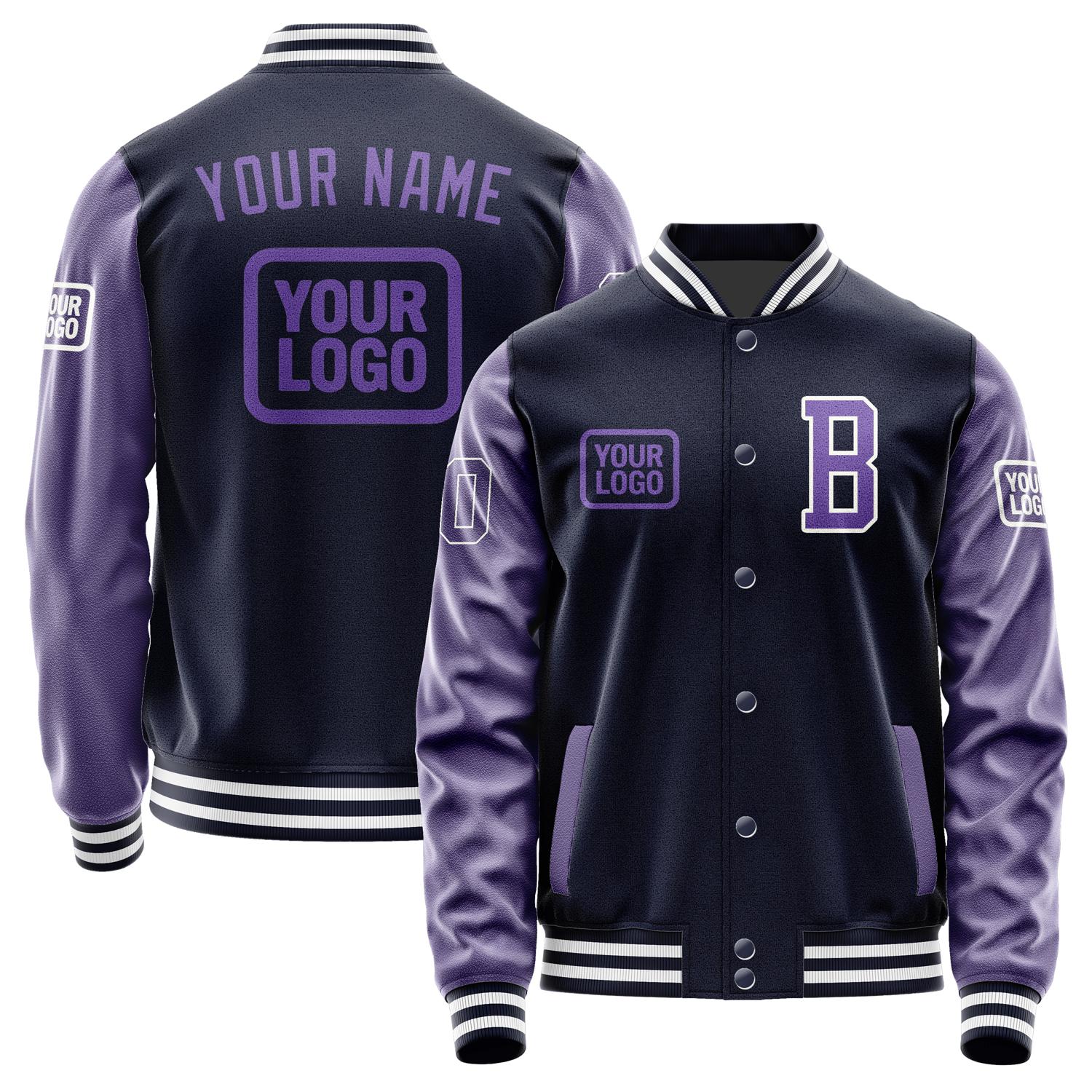 Custom Navy Light Purple Jacket JA111123111818232318
