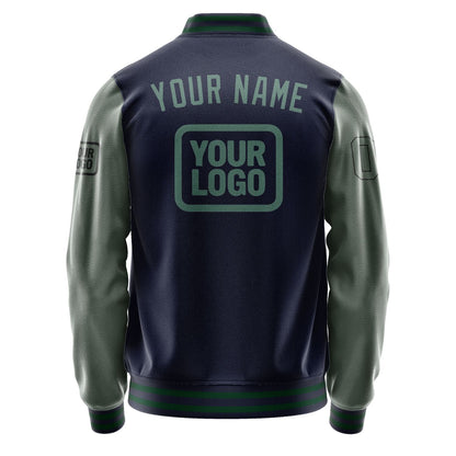Custom Navy Blue Green Jacket JA111127110517272717