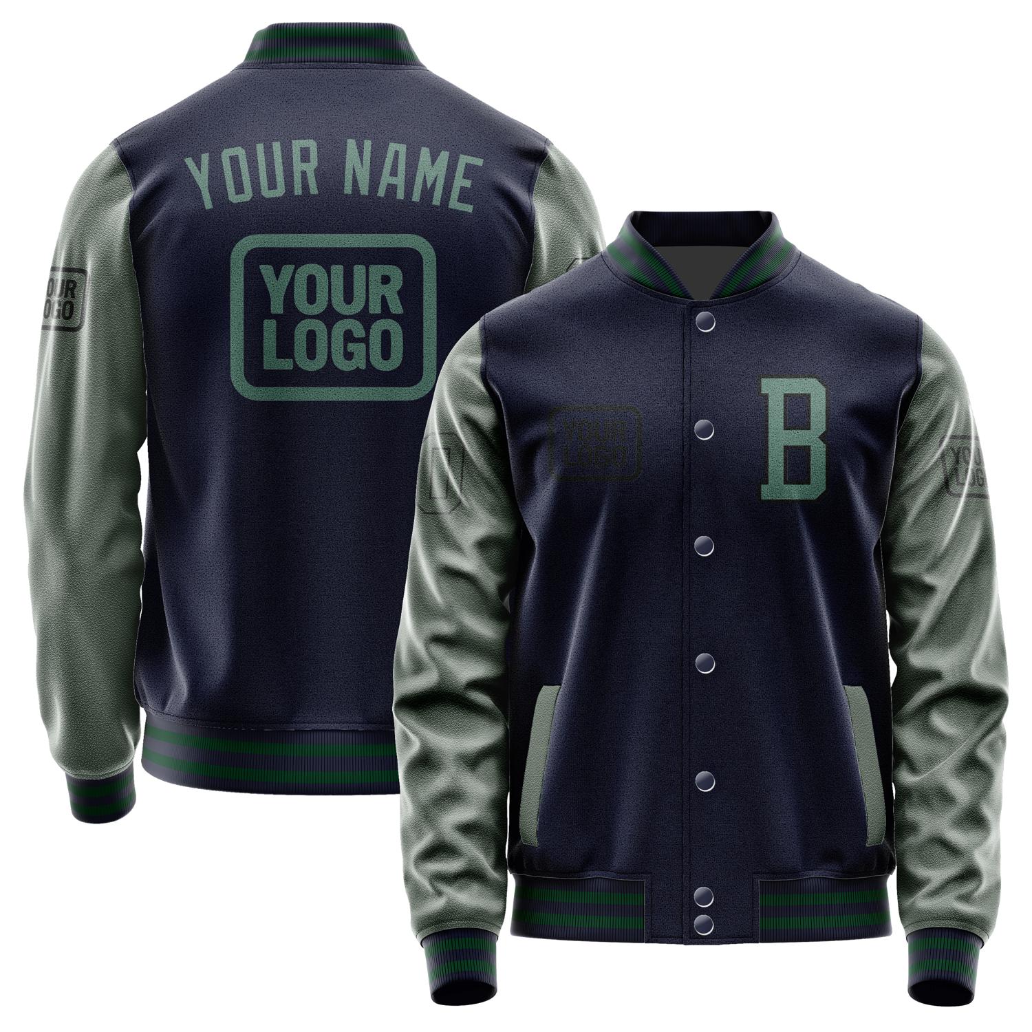 Custom Navy Blue Green Jacket JA111127110517272717
