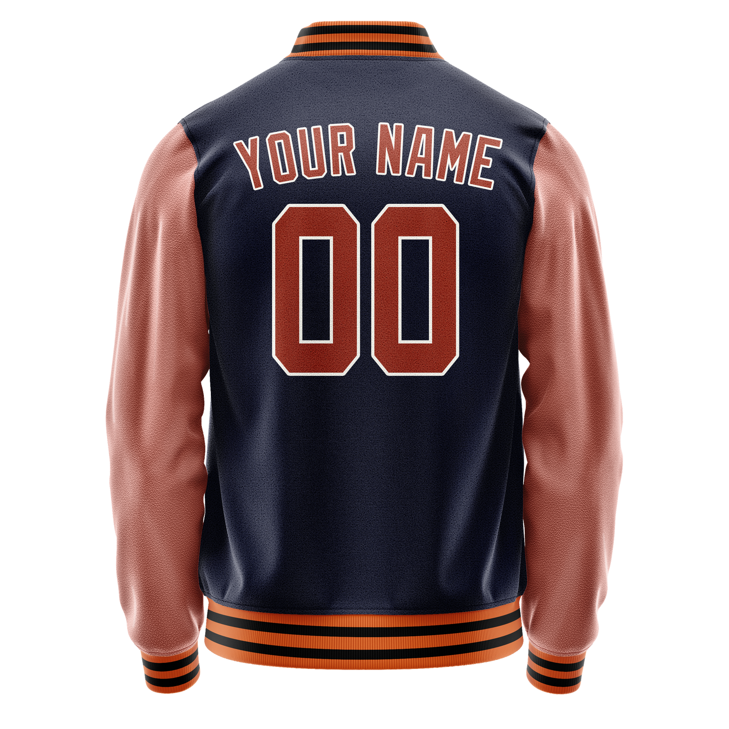 Custom Navy Brown Solid Color Varsity Letterman Jacket
