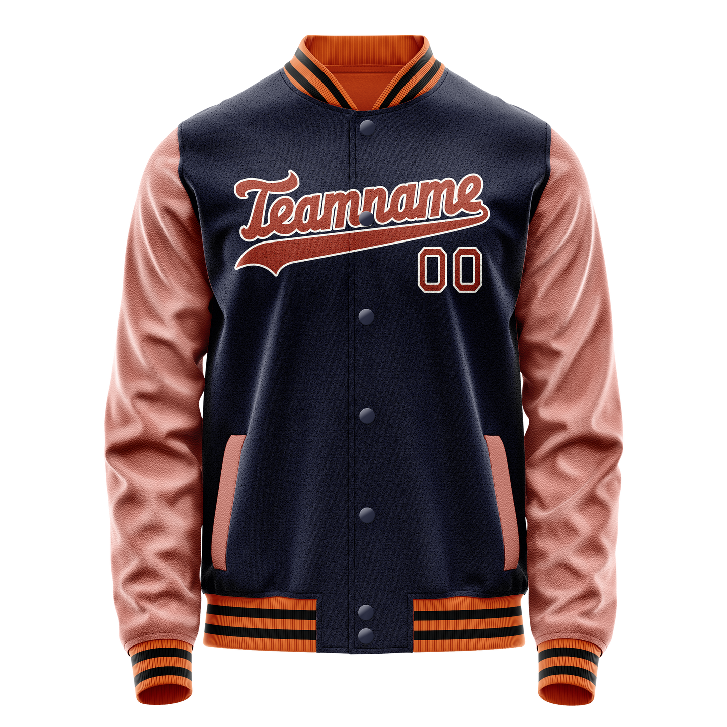 Custom Navy Brown Solid Color Varsity Letterman Jacket
