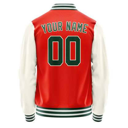 Custom Orange Cream Solid Color Varsity Letterman Jacket