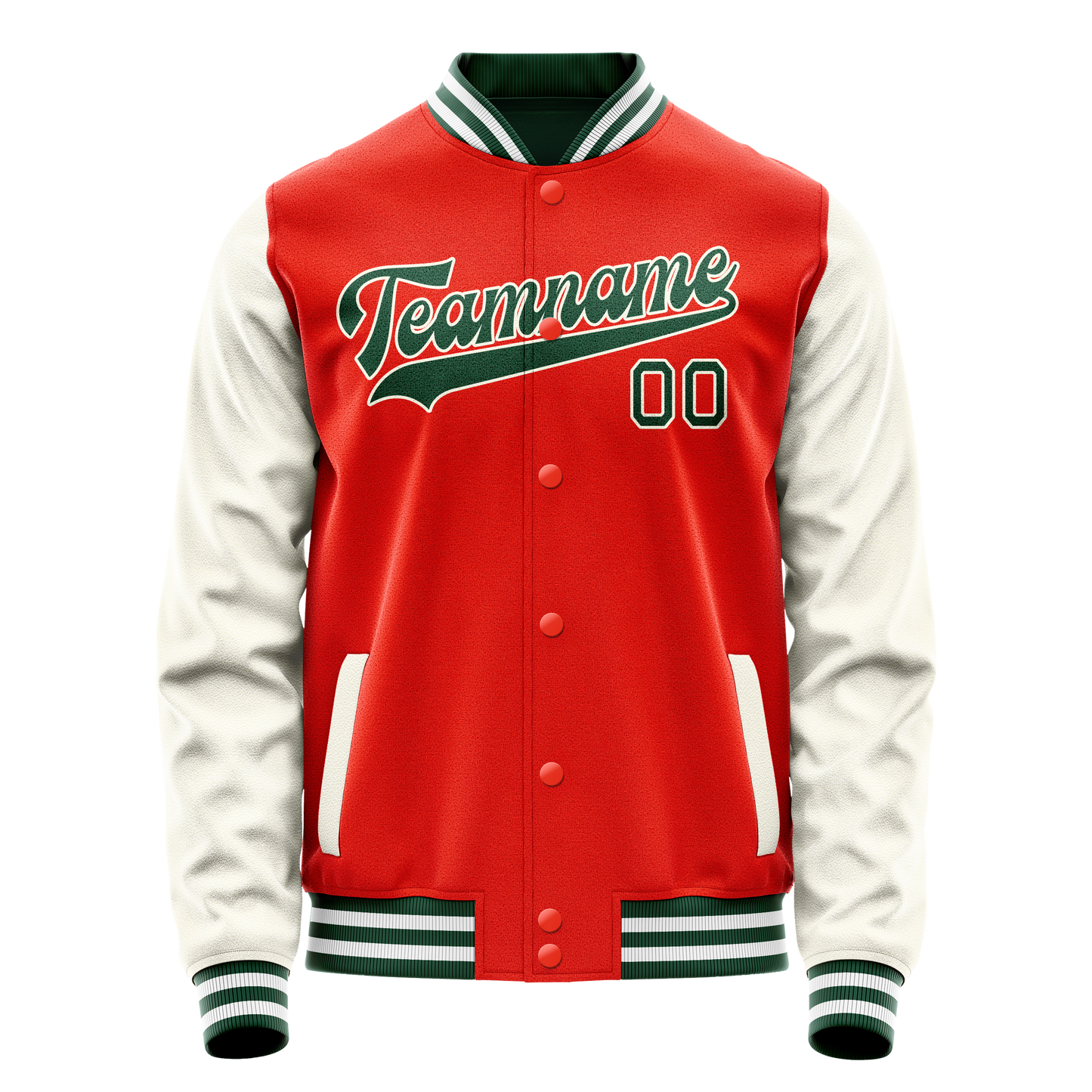 Custom Orange Cream Solid Color Varsity Letterman Jacket