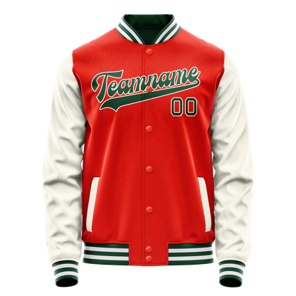 Custom Orange Cream Solid Color Varsity Letterman Jacket