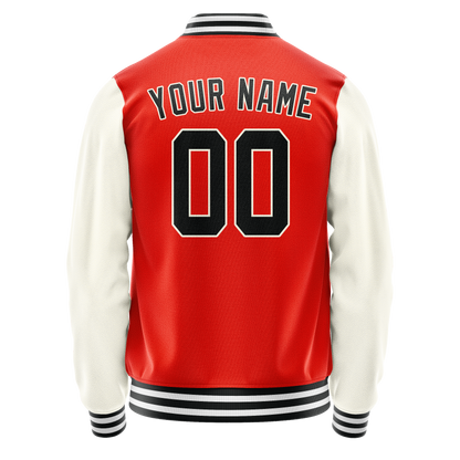 Custom Orange Cream Solid Color Varsity Letterman Jacket