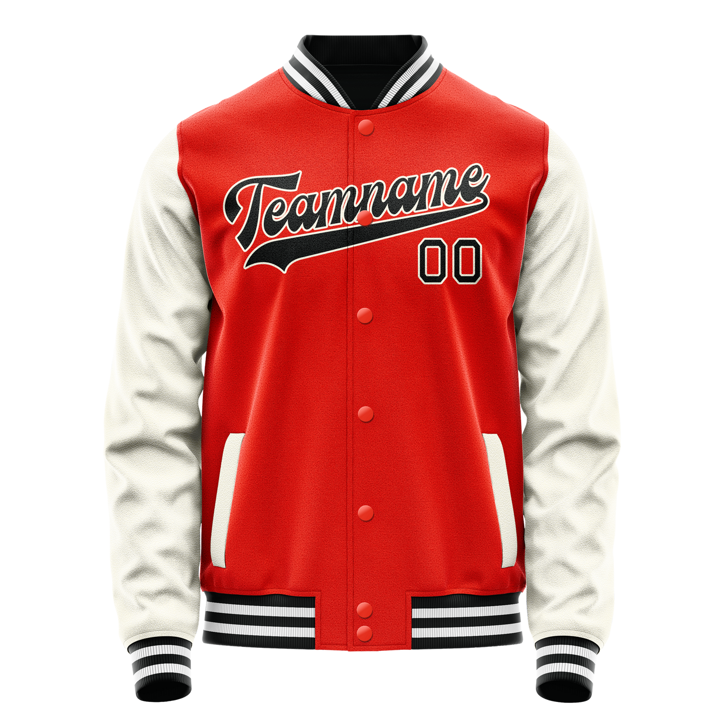 Custom Orange Cream Solid Color Varsity Letterman Jacket