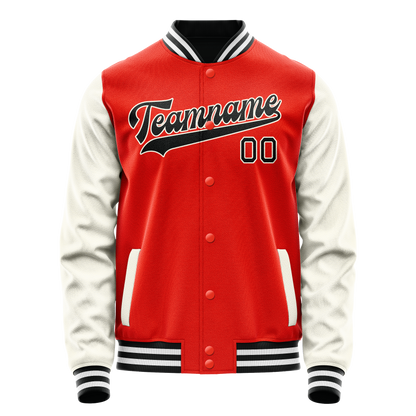Custom Orange Cream Solid Color Varsity Letterman Jacket
