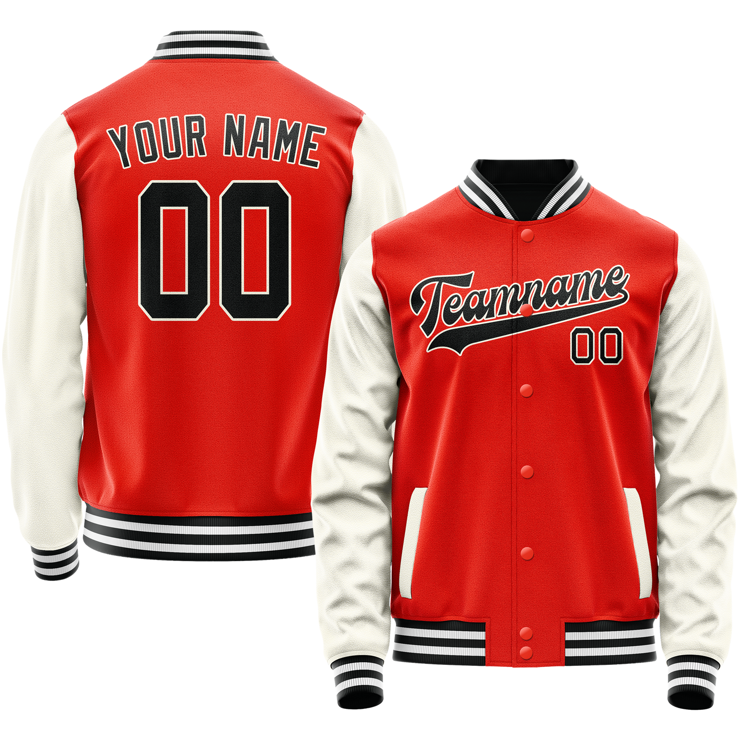 Custom Orange Cream Solid Color Varsity Letterman Jacket
